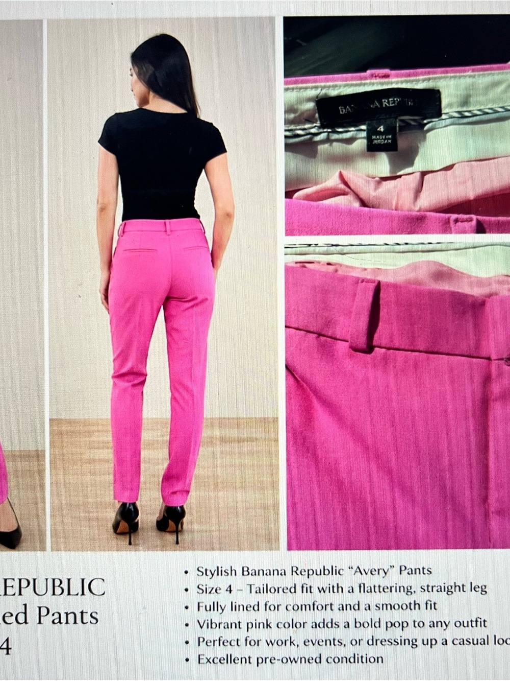Banana Republic Pink Straight-Leg Avery Pants